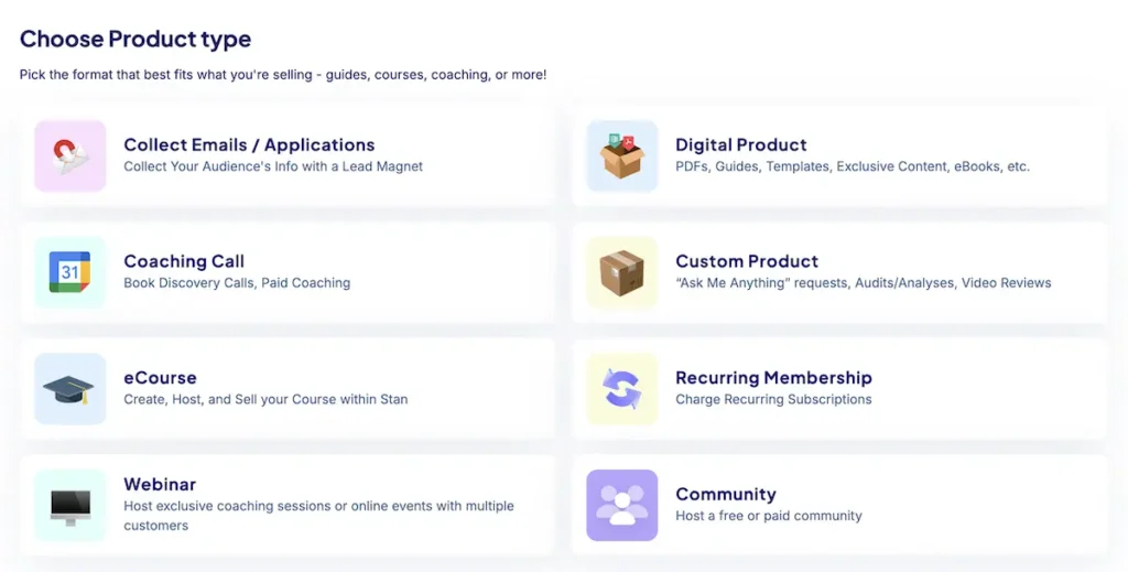 Übersicht aller digitalen Produkte bei Stan Store