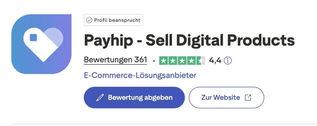 Payhip Trustpilot Bewertung