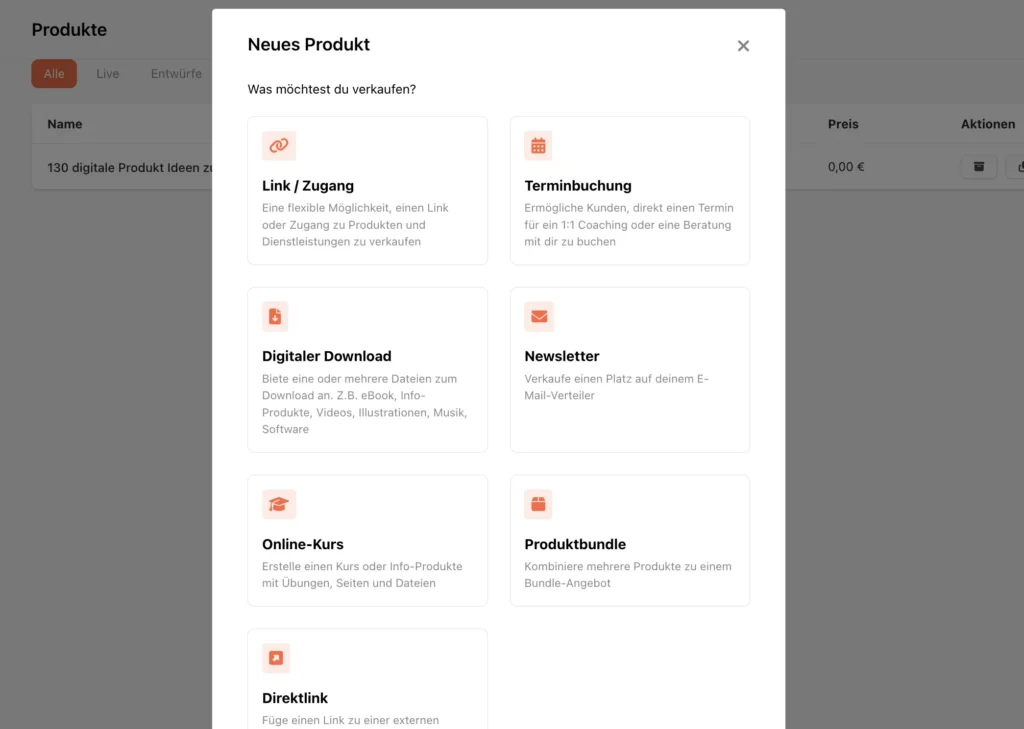 Übersicht, was man über Tentary verkaufen kann