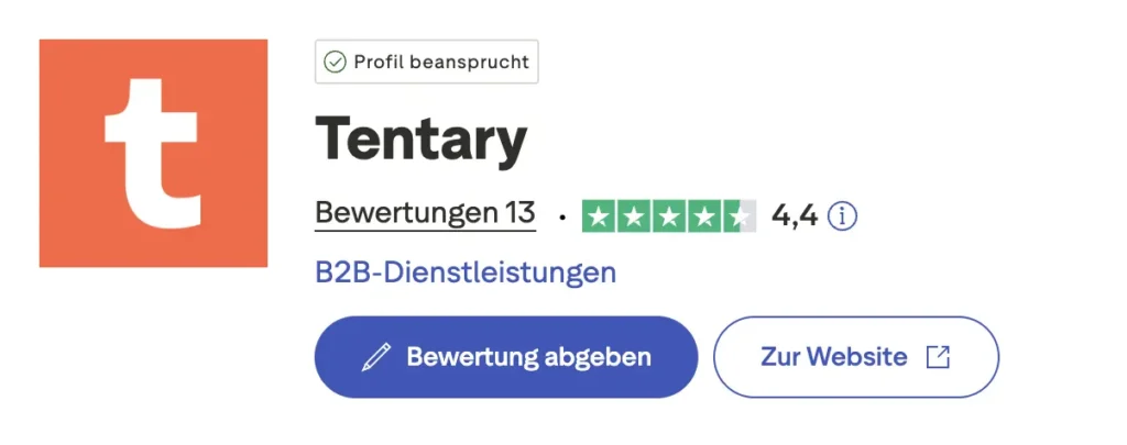 Aktuelle Tentary Trustpilot